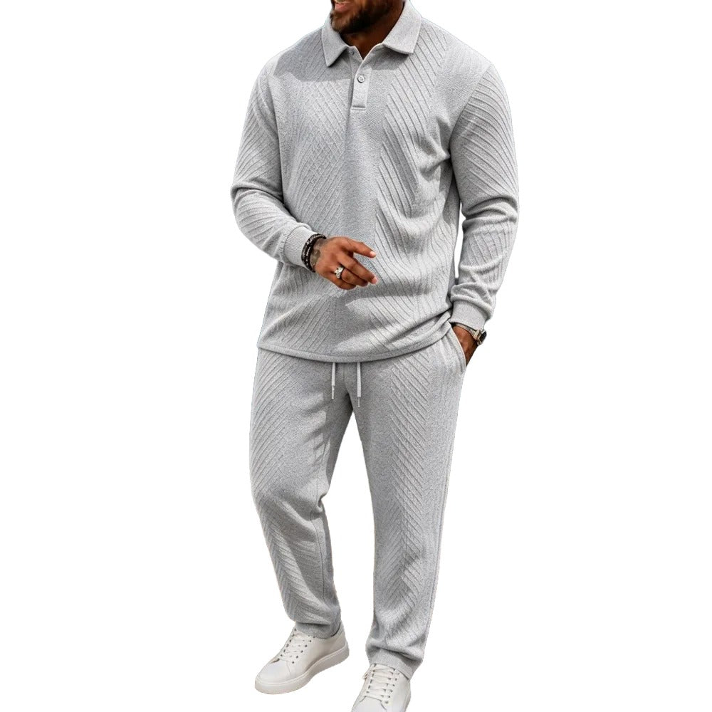 Men’s Long-Sleeve Polo Shirt & Long Pants Set