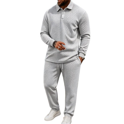 Men’s Long-Sleeve Polo Shirt & Long Pants Set
