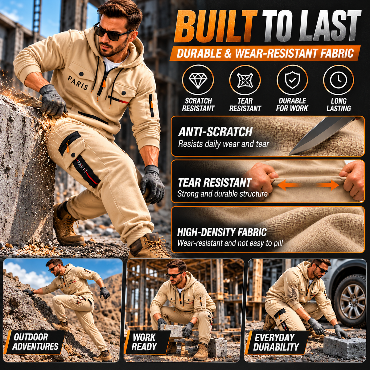 Men's 2-Piece Hoodie & Cargo Jogger Set
