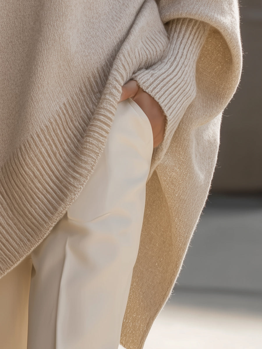Draped Oversized Wide-Neck Sweater