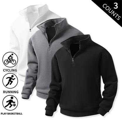 Men's Quarter-Zip Fleece Sweatshirts – Single or 3-Pack