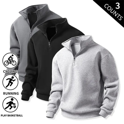 Men's Quarter-Zip Fleece Sweatshirts – Single or 3-Pack