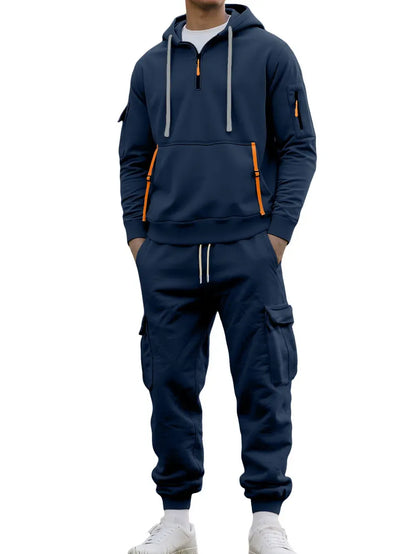 Men's autumn&winter hooded fashion sweatshirt with multiple pockets