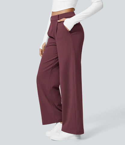 Big Spring Sale!High Waisted Side Pocket Straight Leg Work Pants