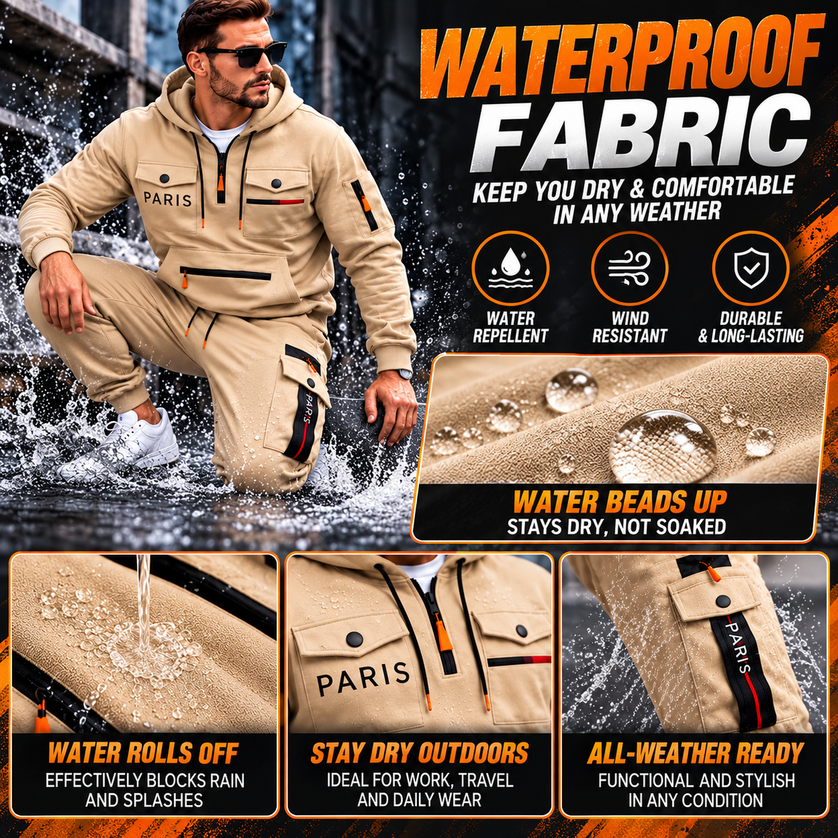 Men's 2-Piece Hoodie & Cargo Jogger Set