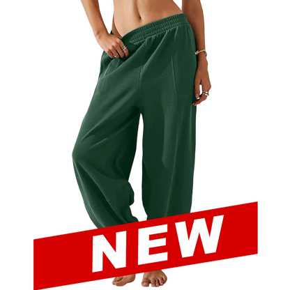 Women's Baggy Wide-Leg Pants - Casual, Elastic-Waisted, Bohemian Minimalist Basic Women's Clothes Bottom with Pockets,summerwins