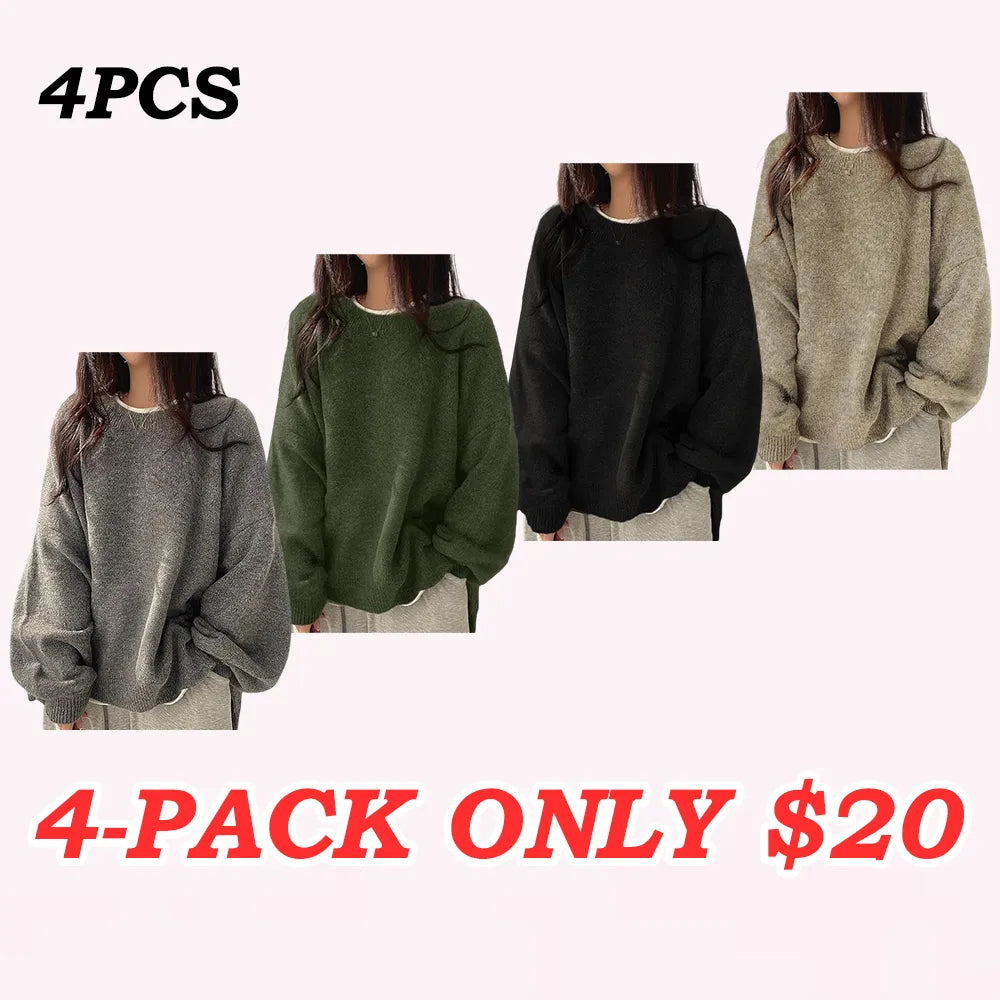 🤲Women's Drop Shoulder Split Hem Sweater