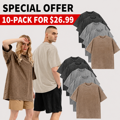Men's Oversized Vintage Acid-Wash T-Shirt Heavyweight Cotton Streetwear for Gym & Everyday Wear