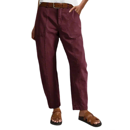 Solid Mid-Rise Baby Barrel Pants, High Stretch, Deep Pockets-6