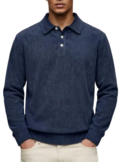 Men's Casual Comfortable Solid Lapel Long Sleeve Polo Shirt
