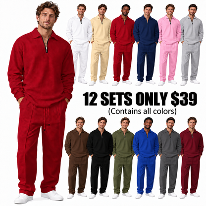 Men's basic casual sweatshirt and sweatpants two-piece set