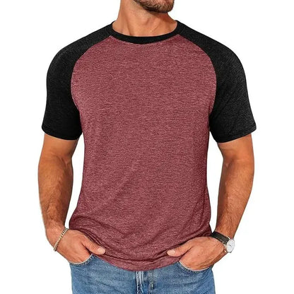 Men's Raglan Short Sleeve Crew Neck Casual Color Block Basic T-shirt