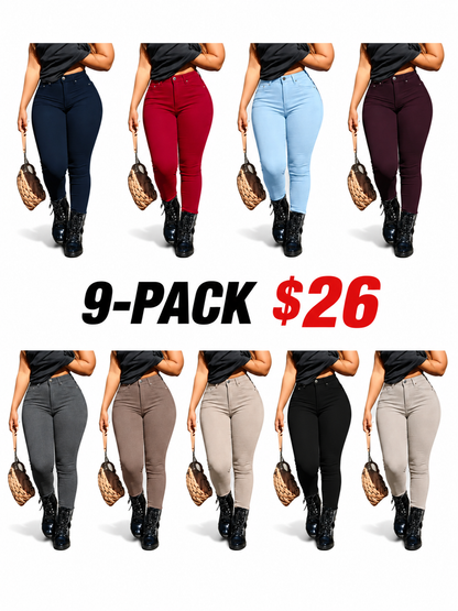 Women's Button-Fly Skinny Pants with Pockets