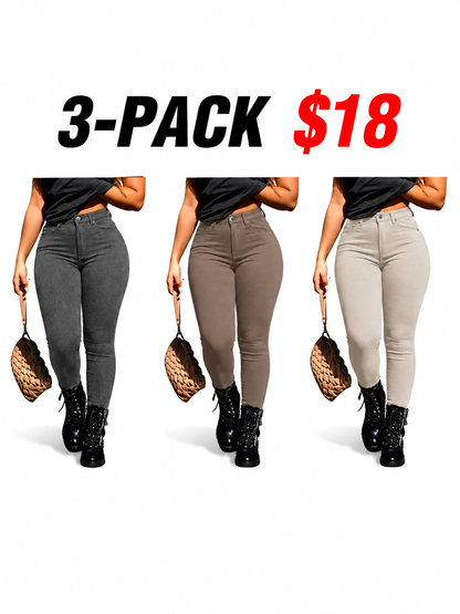 Women's Button-Fly Skinny Pants with Pockets
