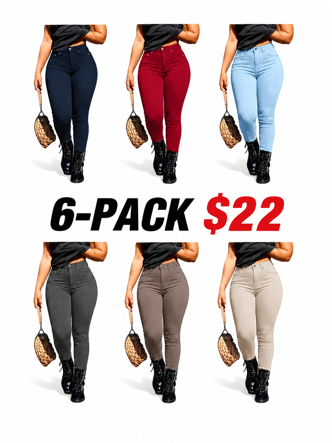 Women's Button-Fly Skinny Pants with Pockets
