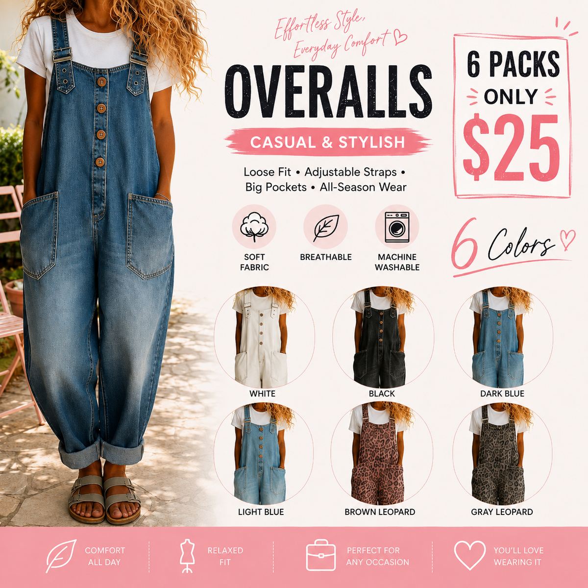 Women's Vintage Denim Overalls – Relaxed Fit