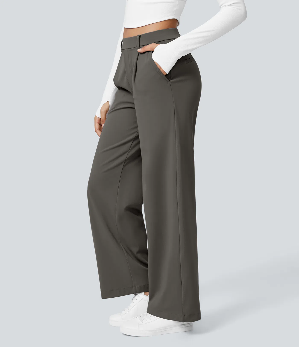 🔥 LAST DAY SALE  High‑Waist Straight‑Leg Tailored Trousers with Side Pockets