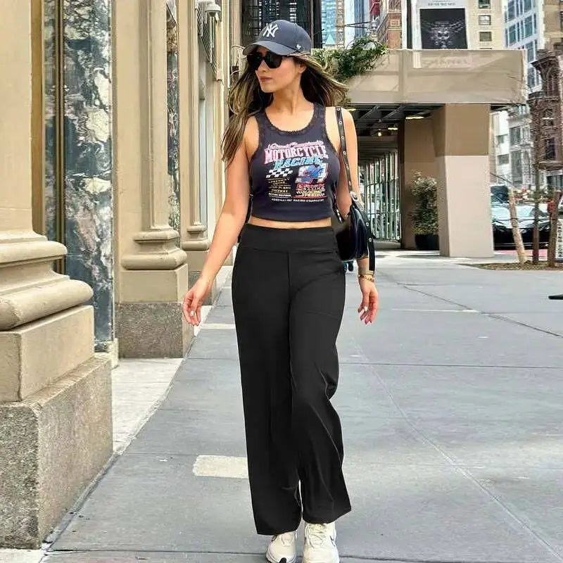 💚Women's High-Waist Wide Leg Pants – Business Casual Yoga Dress Pants with Pockets