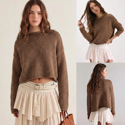2026 Women Rollneck Chunky Knit Oversized Sweater