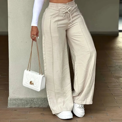 Women's Wide Leg Vertical Line Pleated Pants