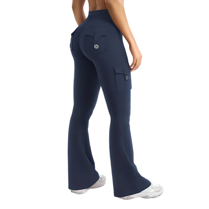 Women's High Waisted Scrunch Flare Yoga Leggings with Pockets