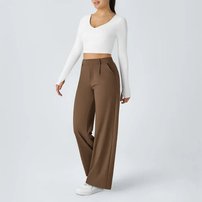 Big Spring Sale!High Waisted Side Pocket Straight Leg Work Pants