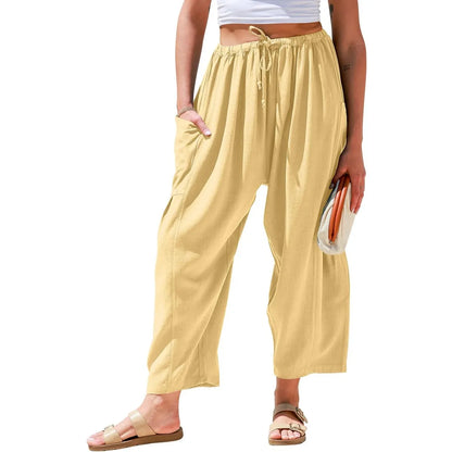 Womens Linen Wide Leg Pants