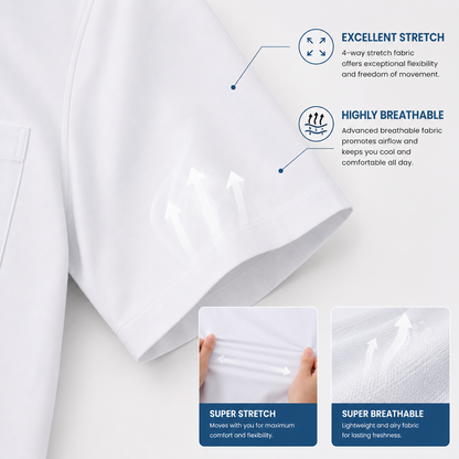Limited Deal 8-Pack Men's Breathable Quick-Dry Stretch Short Sleeve Button-Front Shirts
