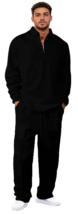 Men's basic casual sweatshirt and sweatpants two-piece set
