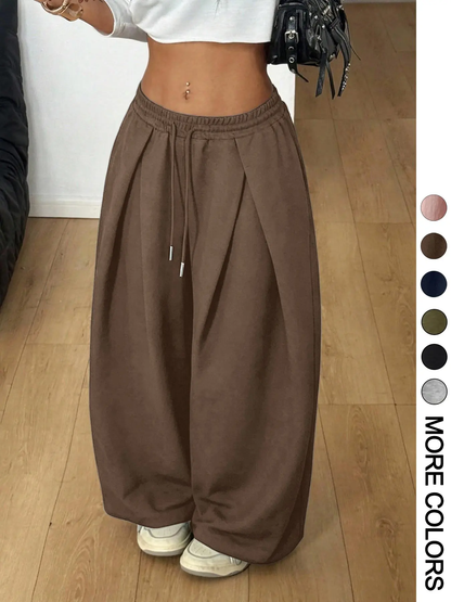 Women's Wide Leg Sweatpants – Drawstring Elastic Waist Casual Sporty Streetwear