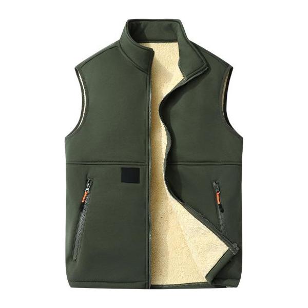 Men's Fleece Lined Winter Vest with Full Zip and Zippered Pockets