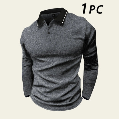 2-Pack Men's Long-Sleeved Lapel Polo Shirts