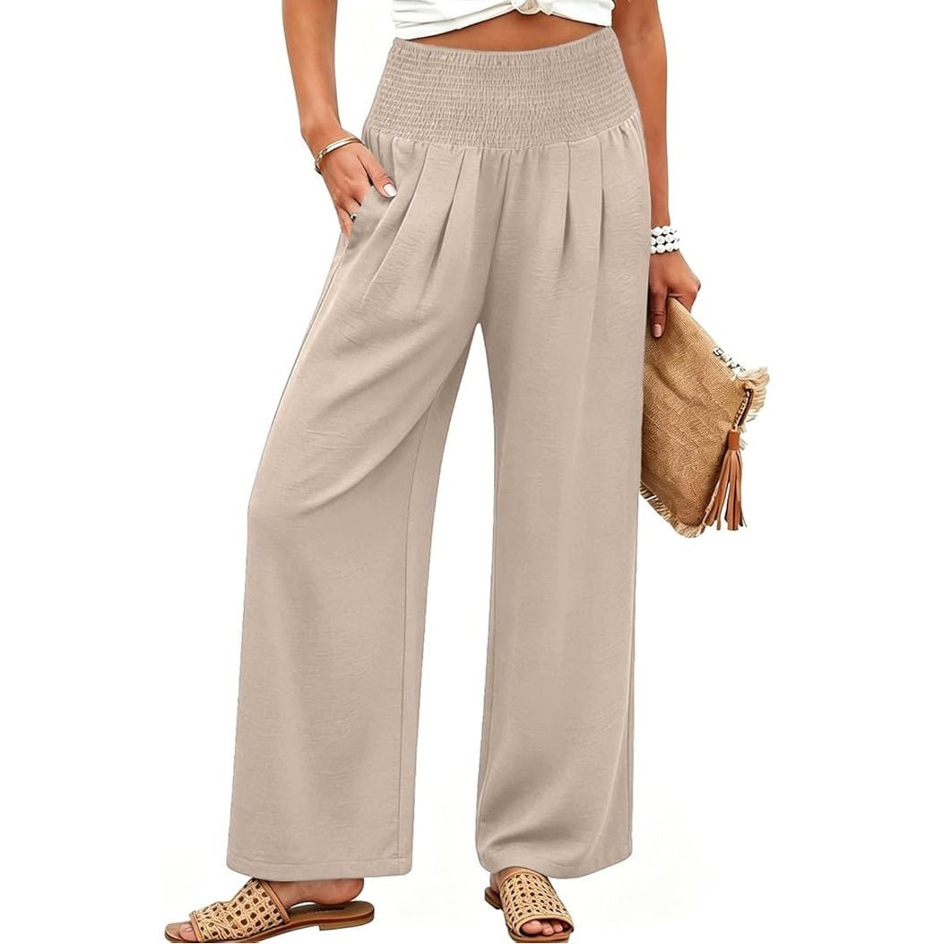 🌿🌿LAST DAY SAVE49%✨Women's Linen Wide Leg Palazzo Pants – High Waist Boho Beach Vacation Lounge Pants