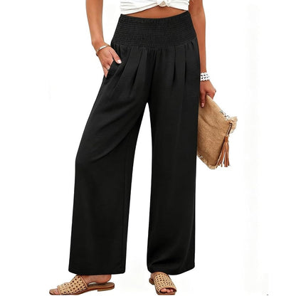 🌿🌿LAST DAY SAVE49%✨Women's Linen Wide Leg Palazzo Pants – High Waist Boho Beach Vacation Lounge Pants