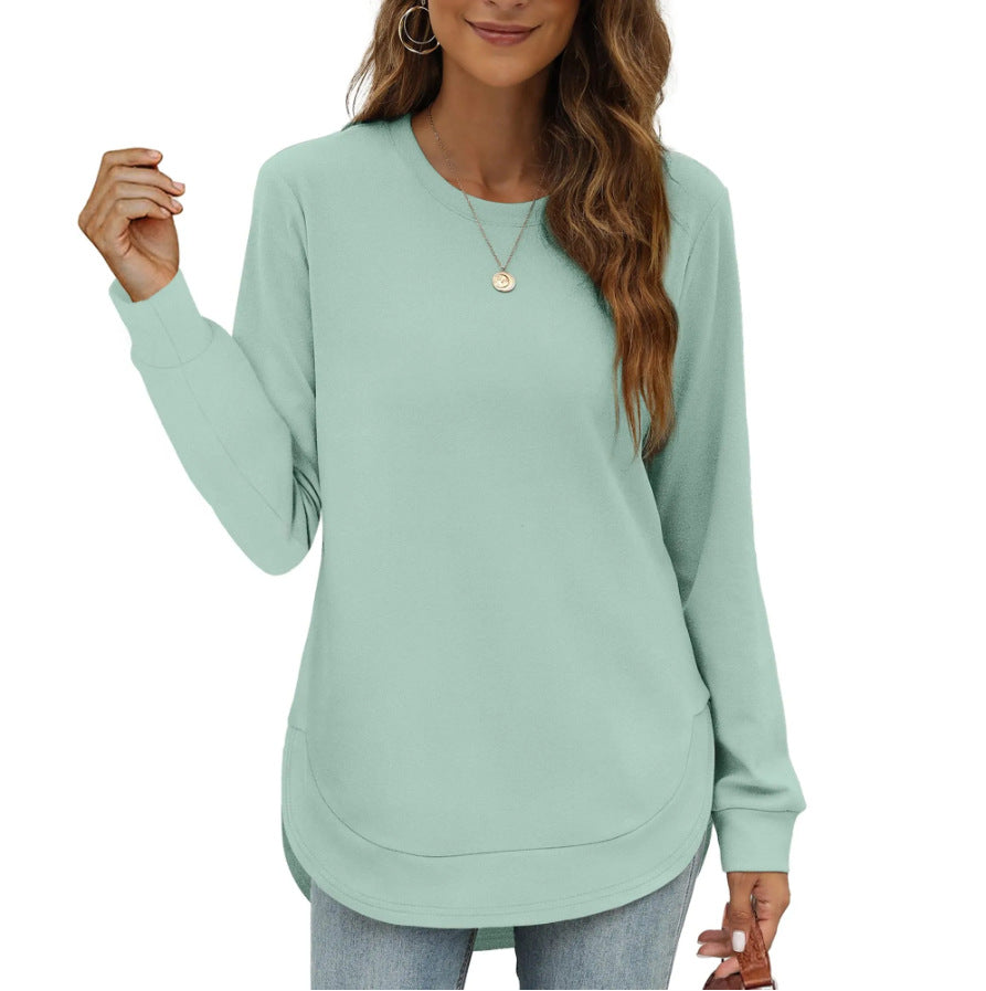 💖2026 Autumn's Sale 80% OFF✨🍂Women's Sweatshirt Crewneck Long Sleeve Shirts High Low Tops Curved Hem