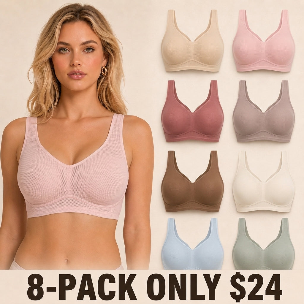 Women's Classic Wireless T‑Shirt Jelly Bra, Full Coverage Smooth Support Bra for All‑Day Everyday Comfort