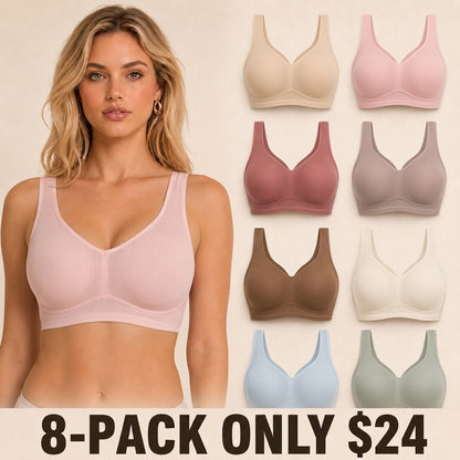 Women's Classic Wireless T‑Shirt Jelly Bra, Full Coverage Smooth Support Bra for All‑Day Everyday Comfort
