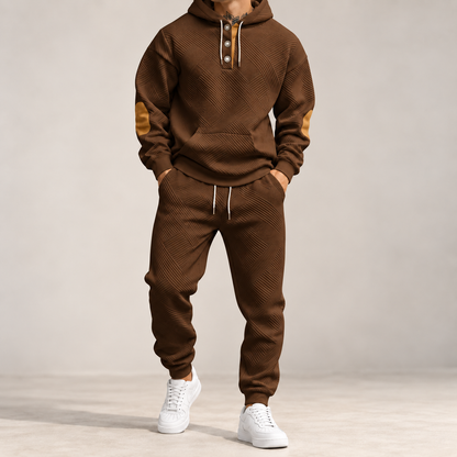 Men's Premium Textured Hoodie & Jogger Set | Embossed Knit Tracksuit