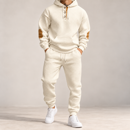 Men's Premium Textured Hoodie & Jogger Set | Embossed Knit Tracksuit