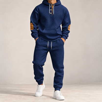 Men's Premium Textured Hoodie & Jogger Set | Embossed Knit Tracksuit