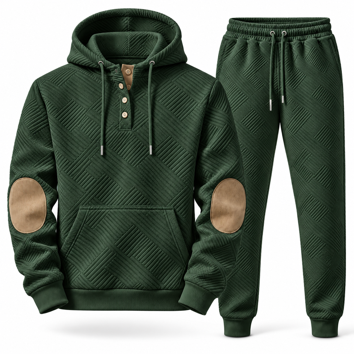 Men's Premium Textured Hoodie & Jogger Set | Embossed Knit Tracksuit