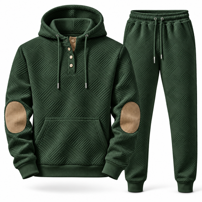 Men's Premium Textured Hoodie & Jogger Set | Embossed Knit Tracksuit