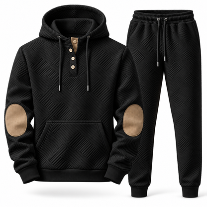 Men's Premium Textured Hoodie & Jogger Set | Embossed Knit Tracksuit