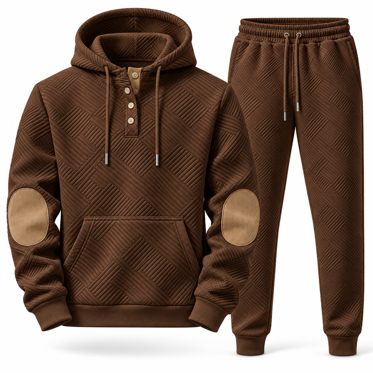 Men's Premium Textured Hoodie & Jogger Set | Embossed Knit Tracksuit