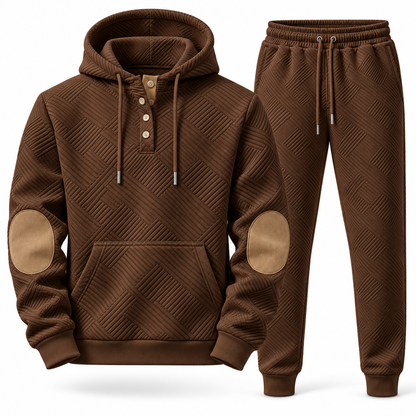 Men's Premium Textured Hoodie & Jogger Set | Embossed Knit Tracksuit