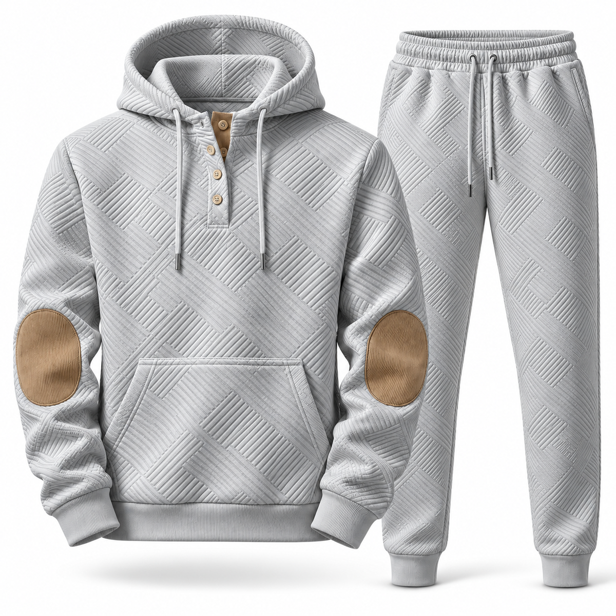 Men's Premium Textured Hoodie & Jogger Set | Embossed Knit Tracksuit