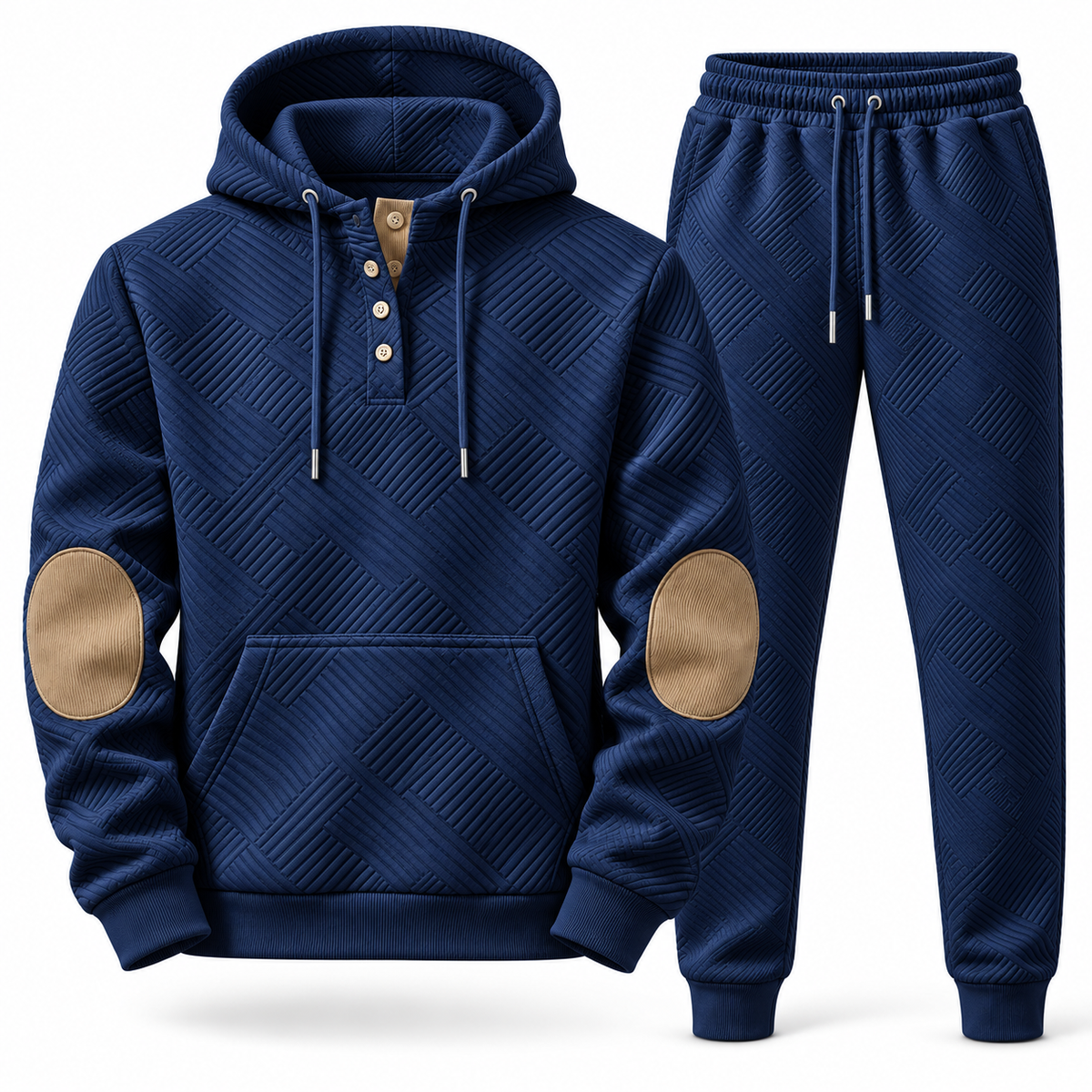 Men's Premium Textured Hoodie & Jogger Set | Embossed Knit Tracksuit