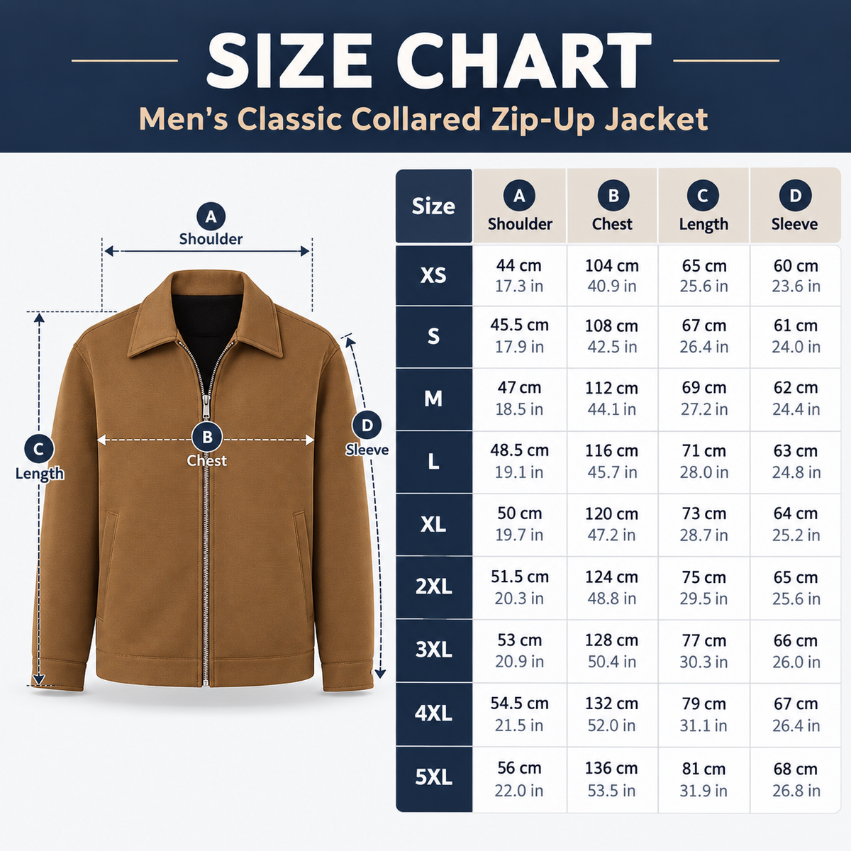 Men's Classic Collared Zip-Up Jacket – Casual Fall & Winter Outerwear