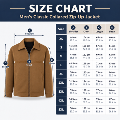 Men's Classic Collared Zip-Up Jacket – Casual Fall & Winter Outerwear