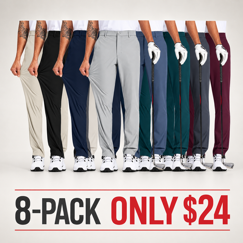 Men's Straight Fit Button Golf Pants Lightweight Quick Dry Stretch Business Casual Work Trousers